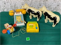 Vtg Fisher Price Toys &Plastic Cows