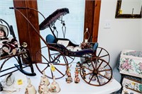 Vintage Doll Carriage w/Wooden Spokes Wheels
