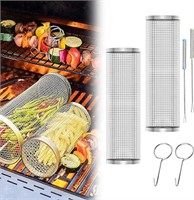 2 Pcs Stainless Steel Fish Cage Type Barbecue Cag