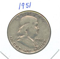 1951 Franklin Silver Half Dollar