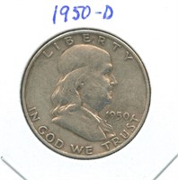 1950-D Franklin Silver Half Dollar