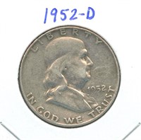 1952-D Franklin Silver Half Dollar