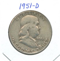 1951-D Franklin Silver Half Dollar