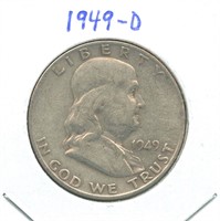 1949-D Franklin Silver Half Dollar