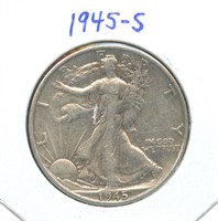 1945-S Walking Liberty Silver Half Dollar