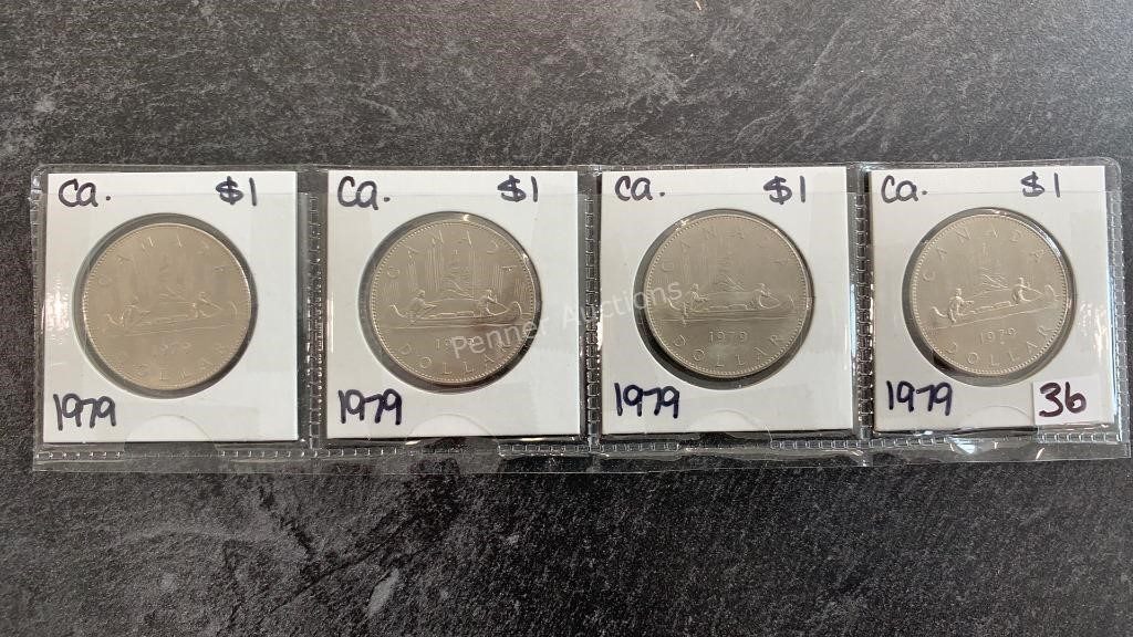 (4) 1979 Canadian 1 Dollar Coins