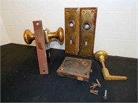 2 vintage gold toned door knob sets