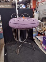 Vintage Wire Framed Chair With Purple Cushion
