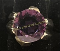 925 Silver & Purple Gemstone Ring Sz 9.5