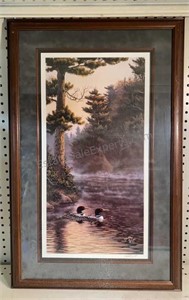 Signed Loon Print 18.5x29 paint overspray on