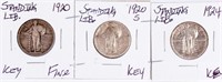 Coin 3 Key Date Standing Liberty Quarters Nice!