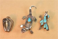 Indian Crafted Silver Lizard, Pottery, Road Runner
