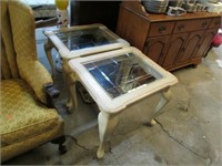 2-- END TABLE W/ GLASS INSERTS