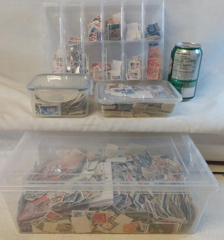 Cancelled Stamps +Containers