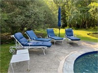 White metal poolside furniture