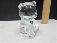 Fenton Glass Bear W/Green Heart