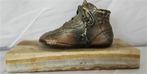 Vintage Painted Baby Shoe on Marble Decor