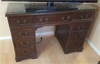 Vintage Wooden Eight Drawer Desk