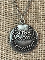 Sterling Silver Softball Mom Necklace