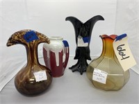 3 Glass Vases & China Vase