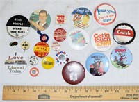LOT - ASSORTED PIN BACK ADVERTISING,