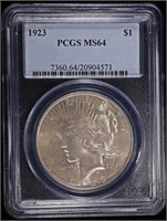 1923 PEACE DOLLAR PCGS MS-64