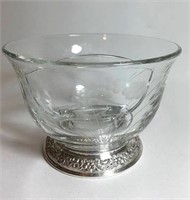 HEISEY CRYSTAL BOWL & STERLING DIVIDED BOWL WITH