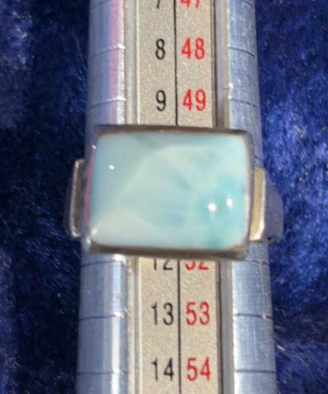 Beautiful Sterling Silver Larimar Ring size 5.5