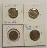 (4) Buffalo/ Indian Head Nickels