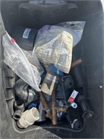 Tote of plumbing fittings, copper