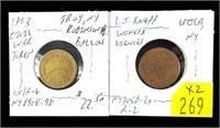 2- Civil War tokens: 1863 Troy NY and Utica NY,