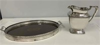 Silverplate Tray and Water Pitcher