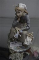 Lladro Girl With Doll & Fruit Basket