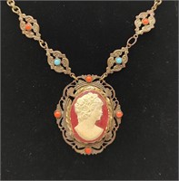Antique & Rare Plaster Cameo Necklace