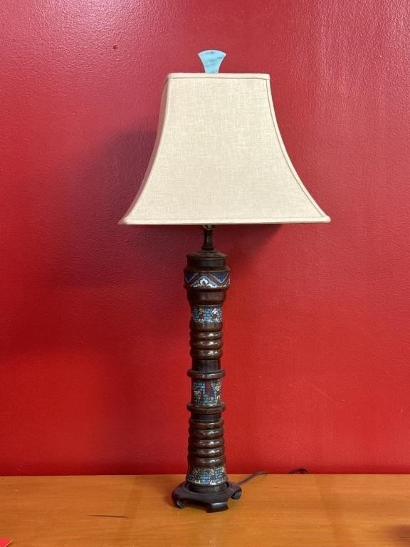 Champleve Cloisonne Figural Table Lamp