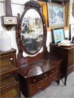 ANT 3DR DRESSER W/ MIRROR- BOW FRONT