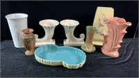 8 pc. Vintage Pottery Lot Vases Hull McCoy ++