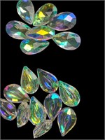 (17) AB Glass Tear Drop Shape Chandelier Crystals