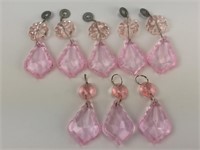 (8) Vintage Pink Glass Chandelier Crystals