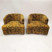 Pair of Harvy Probber upholstered barrel chairs
