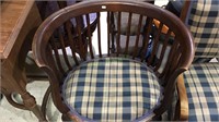 Newley upholstered caged barrel back chair,