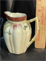 Antique Hand Painted Brown Rimmed Mini Pitcher