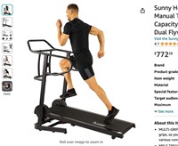 Sunny Health&Fitness Force Fitmill Manual Treadmil