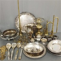 Group of brass & silverplate articles including