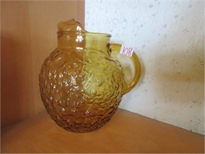 Textured amber glass pitcher