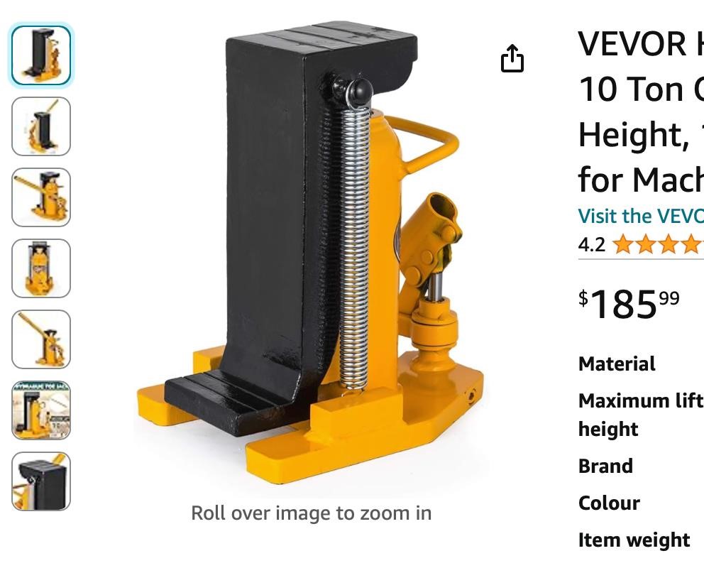 VEVOR Hydraulic Toe Jack, 5 Ton On Toe jack