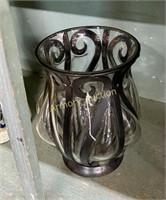 METAL AND GLASS VASE