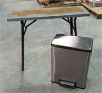 Folding Table and Trash Can