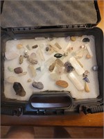Box of various stones and crystals