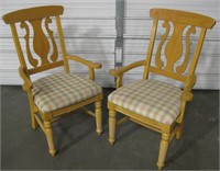 2 Pine Lyre Back Arm Chairs - 20"x25"x40"